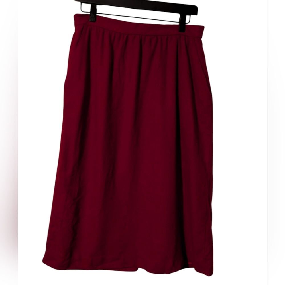 Vintage Women's Joan Leslie Red Wool Pencil Skirt, Size 14